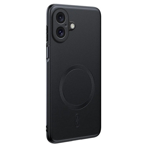 For iPhone 16 Plus Case Compatible with MagSafe Leather Coated TPU + PC Phone Cover - Black - 1