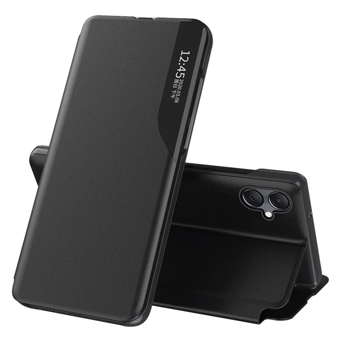 For Samsung Galaxy A07 4G Phone Case Folio Flip PU Leather Stand Cover - Black - 1