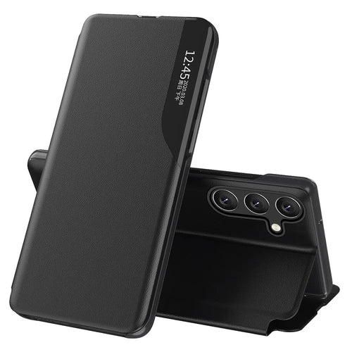 For Samsung Galaxy A17 5G / A17 4G Phone Case Folio Flip PU Leather Stand Cover - Black - 1