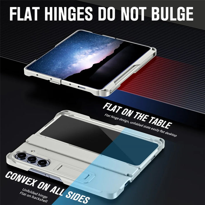 For Samsung Galaxy Z Fold7 5G Case Kickstand Hard PC Phone Cover with Stylus / Screen Protector - White - 4