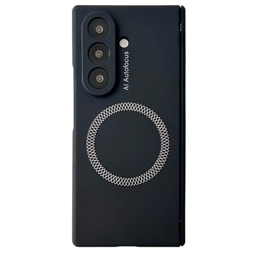 For Samsung Galaxy Z Fold7 5G Magnetic Case Hard PC Phone Cover with Tempered Glass Screen Film - Black - 1