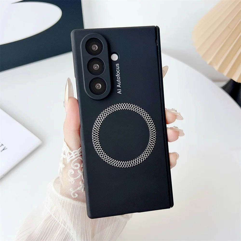 For Samsung Galaxy Z Fold7 5G Magnetic Case Hard PC Phone Cover with Tempered Glass Screen Film - Black - 2