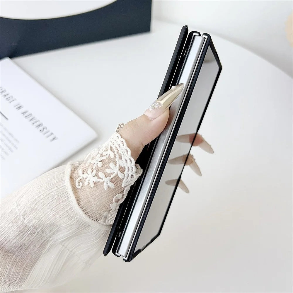 For Samsung Galaxy Z Fold7 5G Magnetic Case Hard PC Phone Cover with Tempered Glass Screen Film - Black - 6