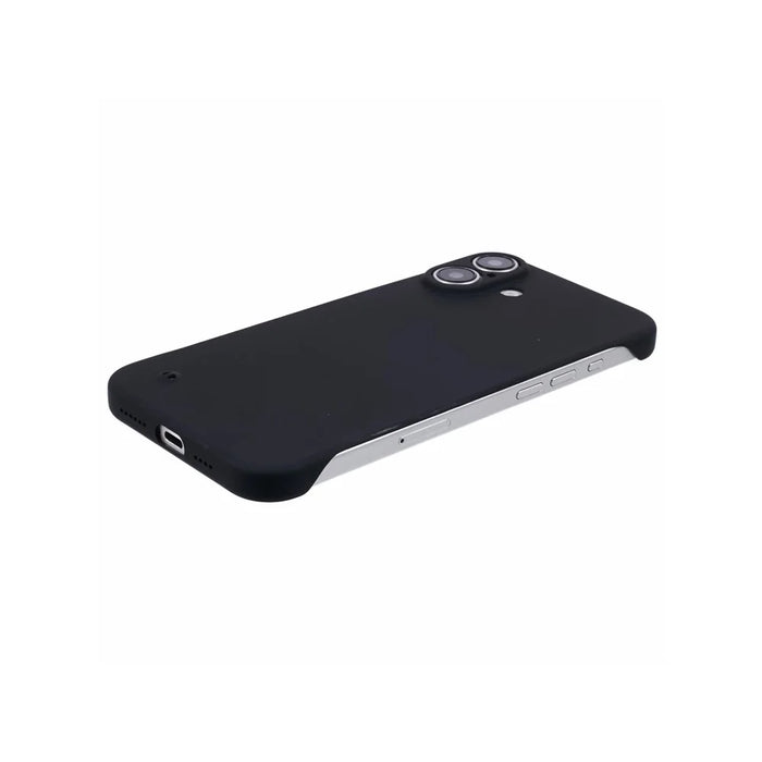 For iPhone 16 Frameless Case Hard PC Slim Minimalist Phone Cover Skin-Touch - Black - 5