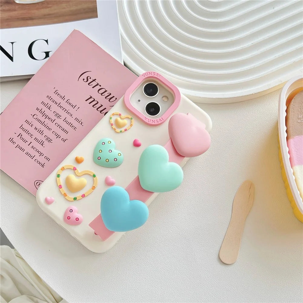 For iPhone 15 Silicone Case Cute Love Wrist Strap Design Shockproof Phone Back Cover - 6