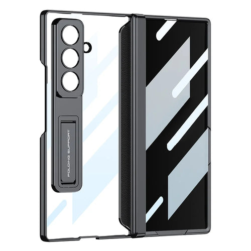GKK For Samsung Galaxy Z Fold7 5G Case Hard PC + Privacy Tempered Glass Film Phone Cover with Kickstand - Black - 1