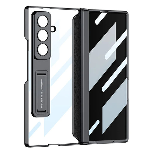 GKK For Samsung Galaxy Z Fold7 5G Case Hard PC + Privacy Tempered Glass Film Phone Cover with Kickstand - Black - 1