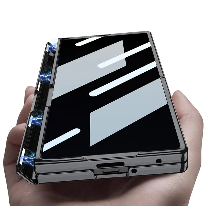 GKK For Samsung Galaxy Z Fold7 5G Case Hard PC + Privacy Tempered Glass Film Phone Cover with Kickstand - Black - 2