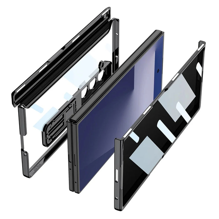 GKK For Samsung Galaxy Z Fold7 5G Case Hard PC + Privacy Tempered Glass Film Phone Cover with Kickstand - Black - 6