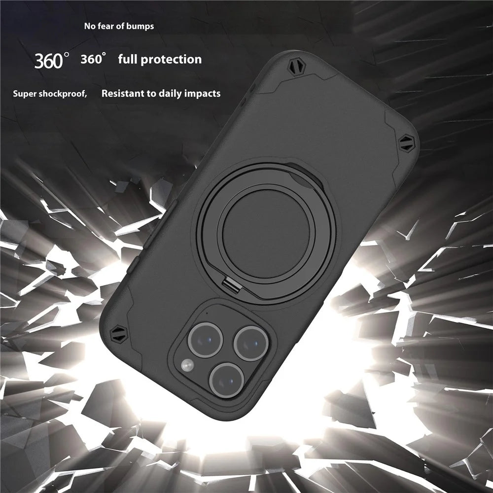 For iPhone 12 Pro Max Case Magnetic Kickstand EVA Phone Cover with Tempered Glass Screen Protector - Black - 3