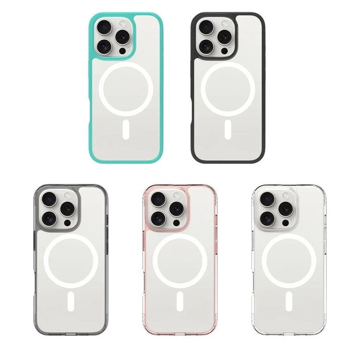 For iPhone 16 Pro Case Compati with MagSafe PC + TPU Clear Phone Cover with Tempered Glass Screen Protector - Pink - 7