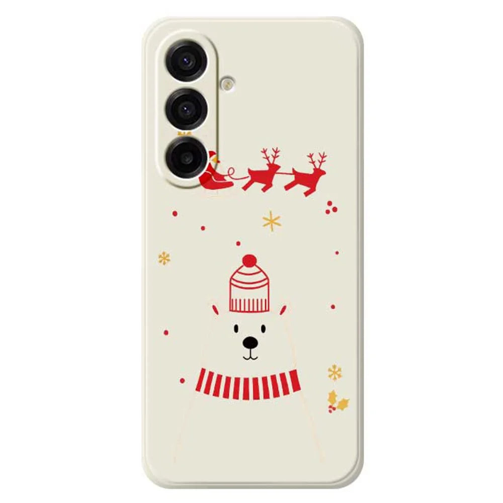 For Samsung Galaxy A18 5G / A18 4G / A17 5G / A17 4G Case Bear Pattern Printing Straight Edge TPU Phone Back Cover - Beige - 1