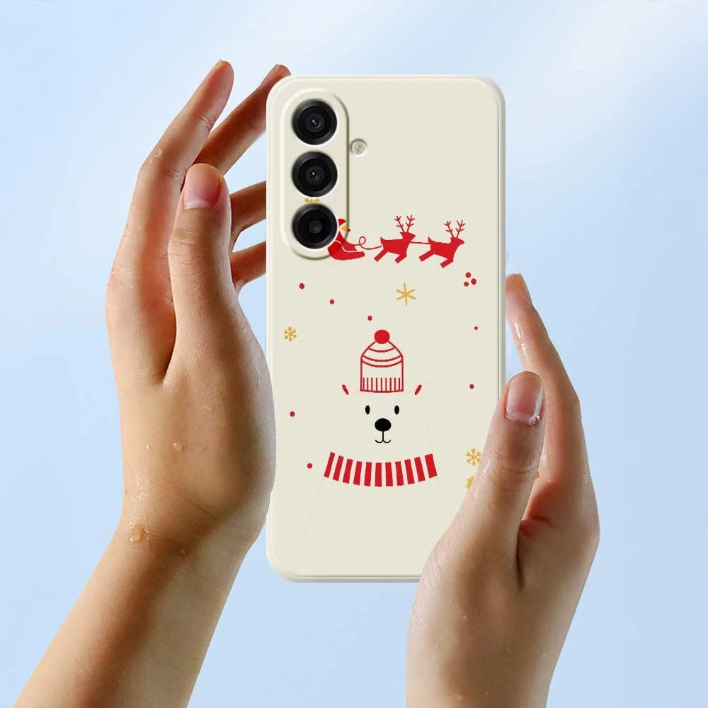 For Samsung Galaxy A18 5G / A18 4G / A17 5G / A17 4G Case Bear Pattern Printing Straight Edge TPU Phone Back Cover - Beige - 6