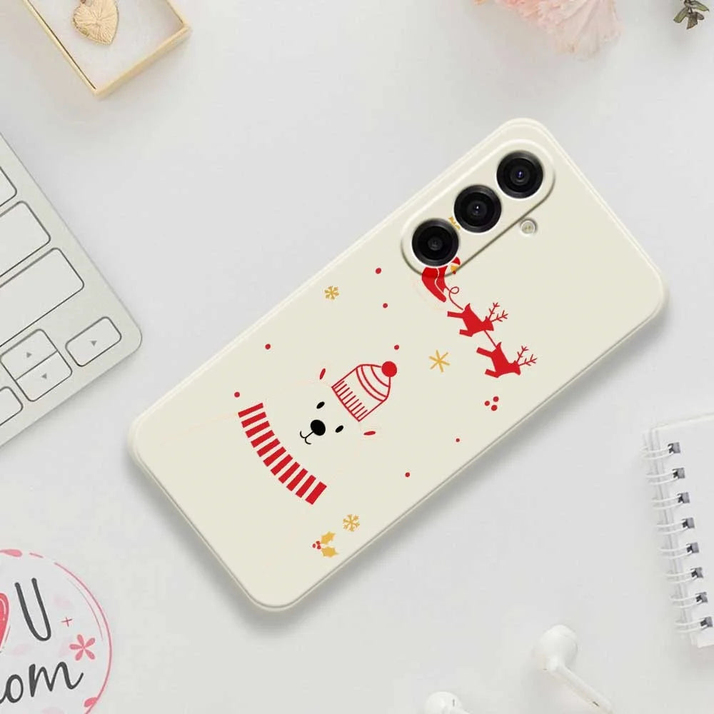 For Samsung Galaxy A18 5G / A18 4G / A17 5G / A17 4G Case Bear Pattern Printing Straight Edge TPU Phone Back Cover - Beige - 7