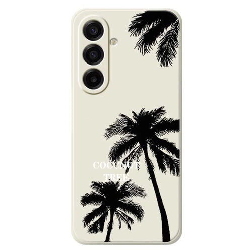 For Samsung Galaxy A18 5G / A18 4G / A17 5G / A17 4G Case Coconut Tree Pattern Printing Straight Edge TPU Phone Back Cover - Beige - 1