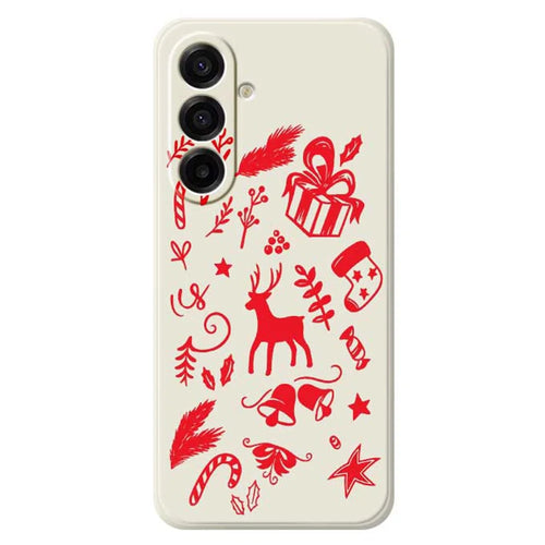For Samsung Galaxy A18 5G / A18 4G / A17 5G / A17 4G Case Hand Drawn Christmas Pattern Printing Straight Edge TPU Phone Back Cover - Beige - 1