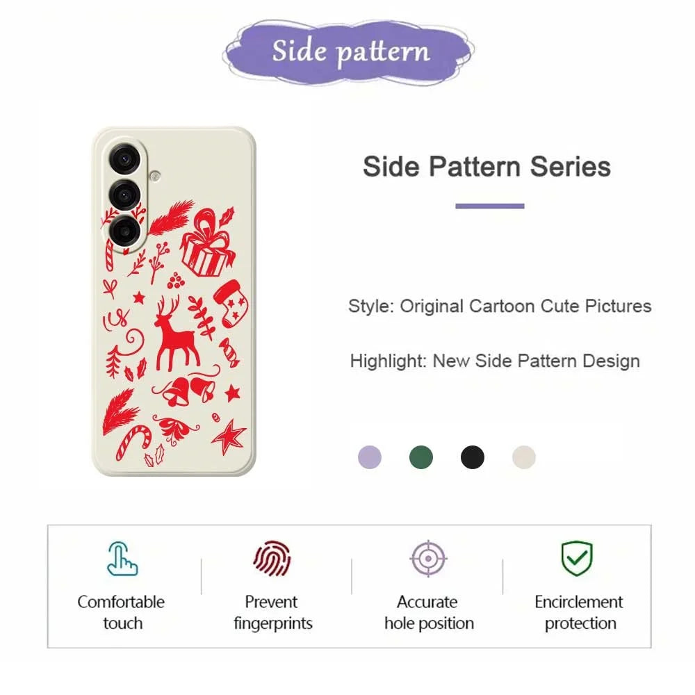 For Samsung Galaxy A18 5G / A18 4G / A17 5G / A17 4G Case Hand Drawn Christmas Pattern Printing Straight Edge TPU Phone Back Cover - Beige - 2