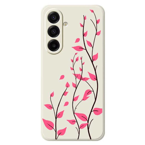 For Samsung Galaxy A18 5G / A18 4G / A17 5G / A17 4G Case Red Leaves Pattern Printing Straight Edge TPU Phone Back Cover - Beige - 1