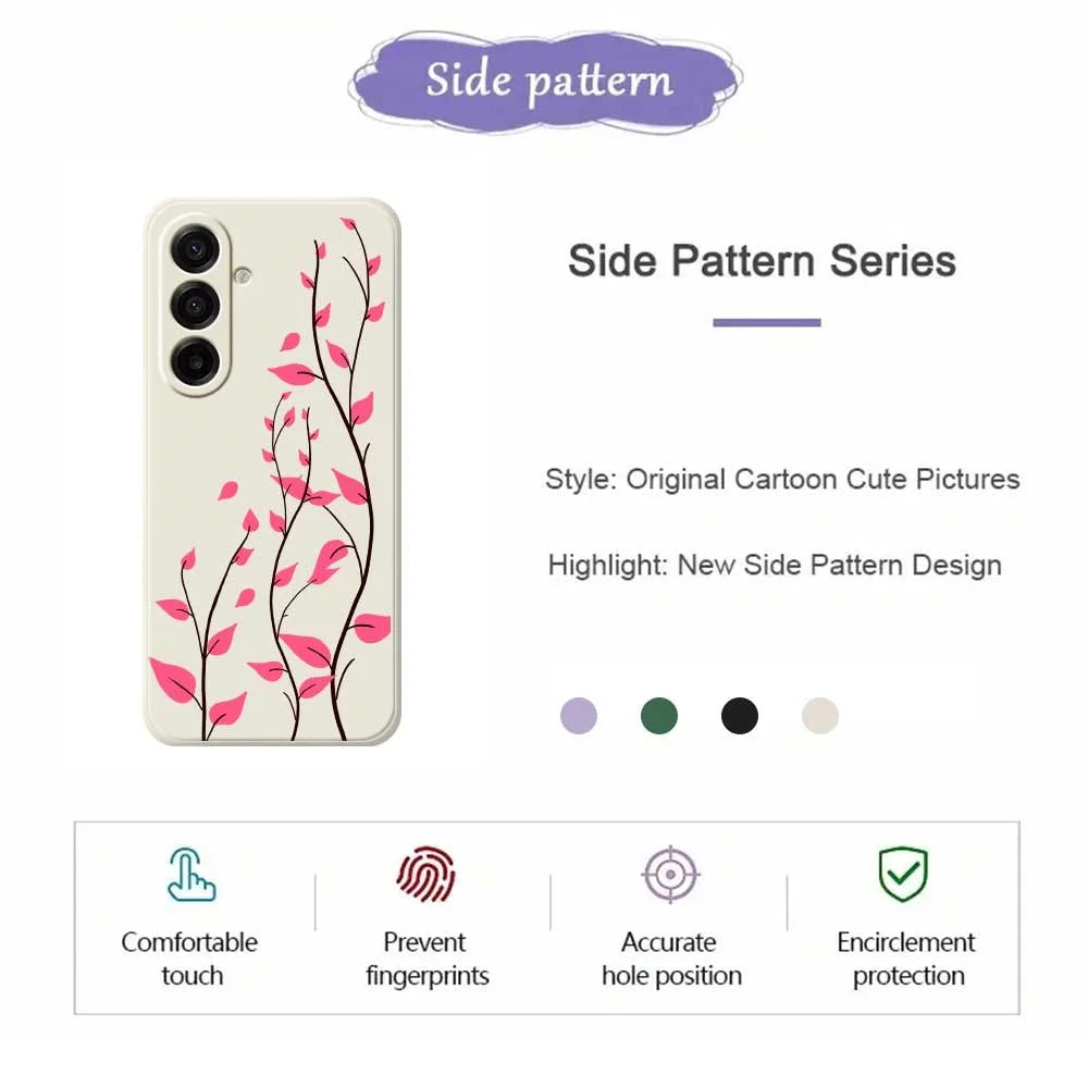 For Samsung Galaxy A18 5G / A18 4G / A17 5G / A17 4G Case Red Leaves Pattern Printing Straight Edge TPU Phone Back Cover - Beige - 2