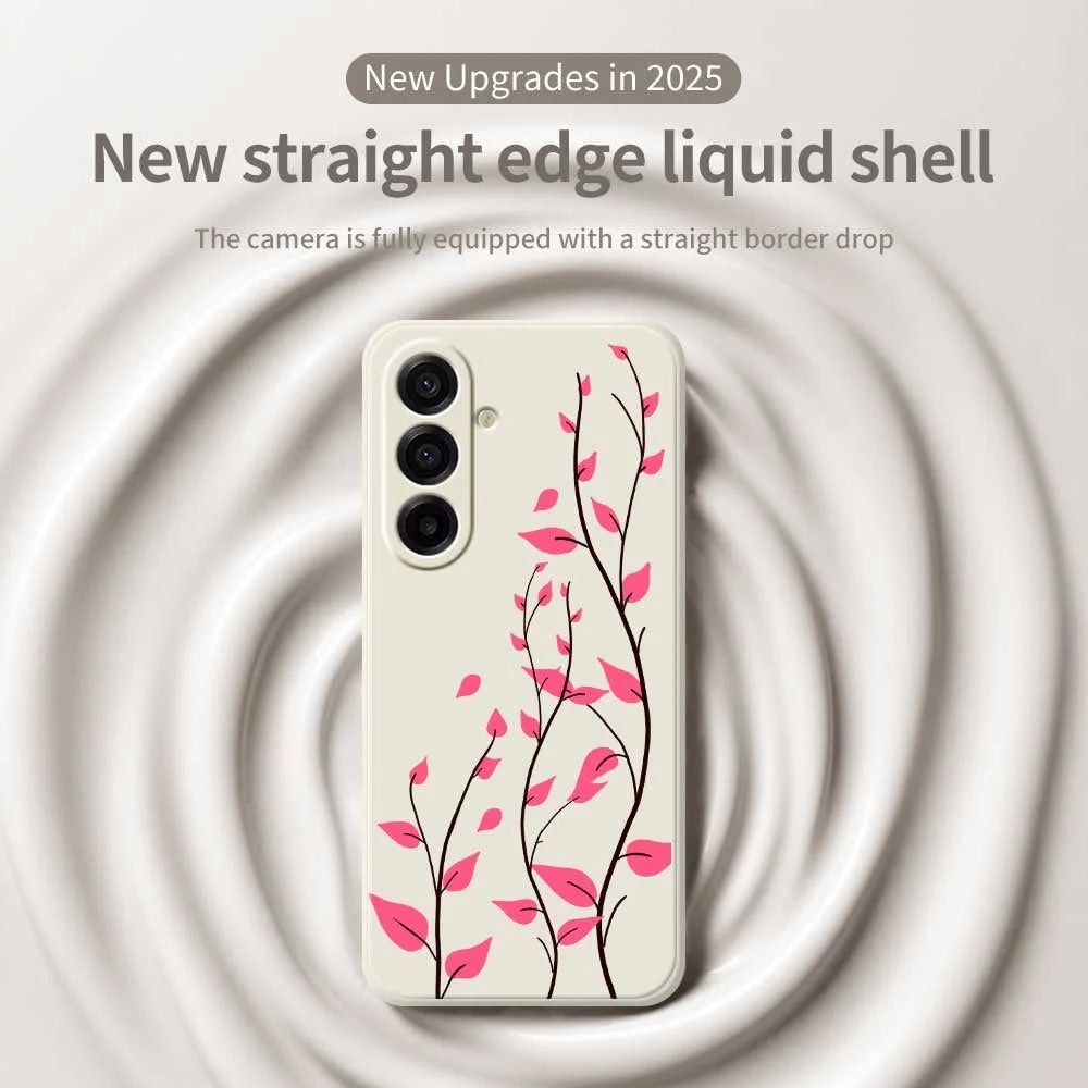 For Samsung Galaxy A18 5G / A18 4G / A17 5G / A17 4G Case Red Leaves Pattern Printing Straight Edge TPU Phone Back Cover - Beige - 3
