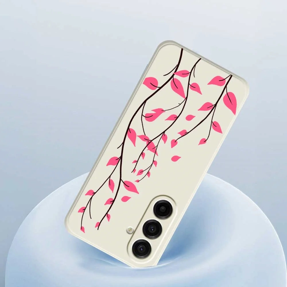 For Samsung Galaxy A18 5G / A18 4G / A17 5G / A17 4G Case Red Leaves Pattern Printing Straight Edge TPU Phone Back Cover - Beige - 5