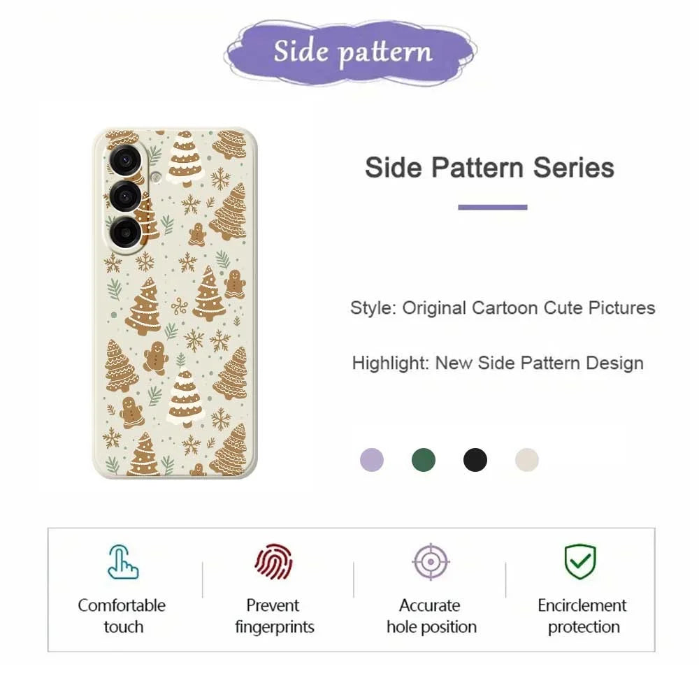 For Samsung Galaxy A18 5G / A18 4G / A17 5G / A17 4G Case Brown Christmas Tree Gingerbread Pattern Printing Straight Edge TPU Phone Back Cover - Beige - 2