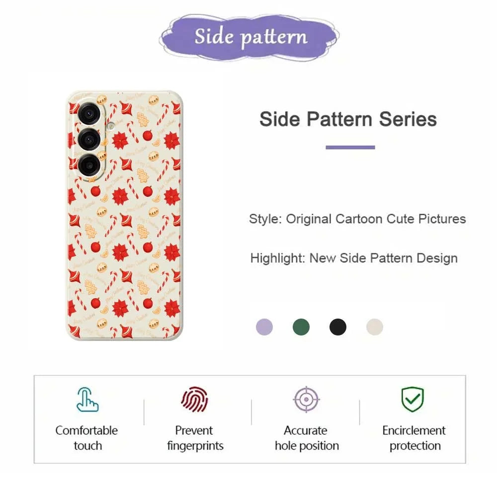 For Samsung Galaxy A18 5G / A18 4G / A17 5G / A17 4G Case Christmas Candy Pattern Printing Straight Edge TPU Phone Back Cover - Beige - 2