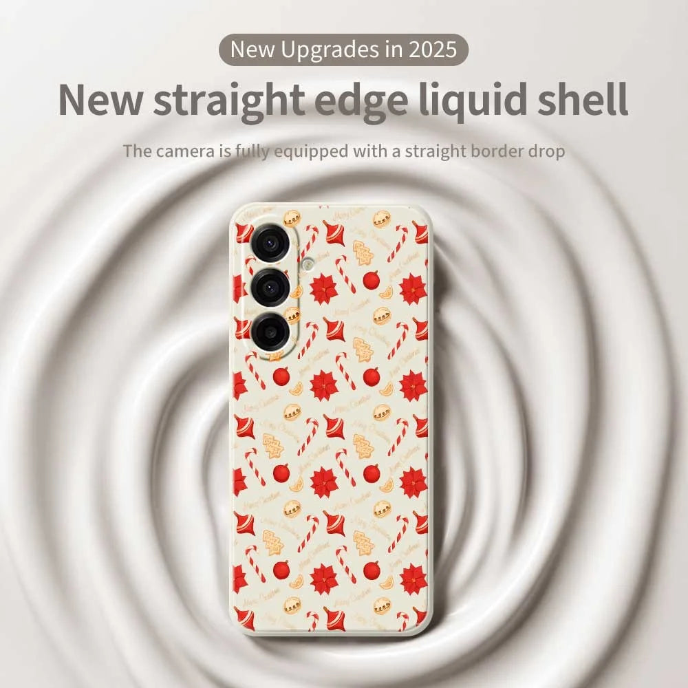 For Samsung Galaxy A18 5G / A18 4G / A17 5G / A17 4G Case Christmas Candy Pattern Printing Straight Edge TPU Phone Back Cover - Beige - 3