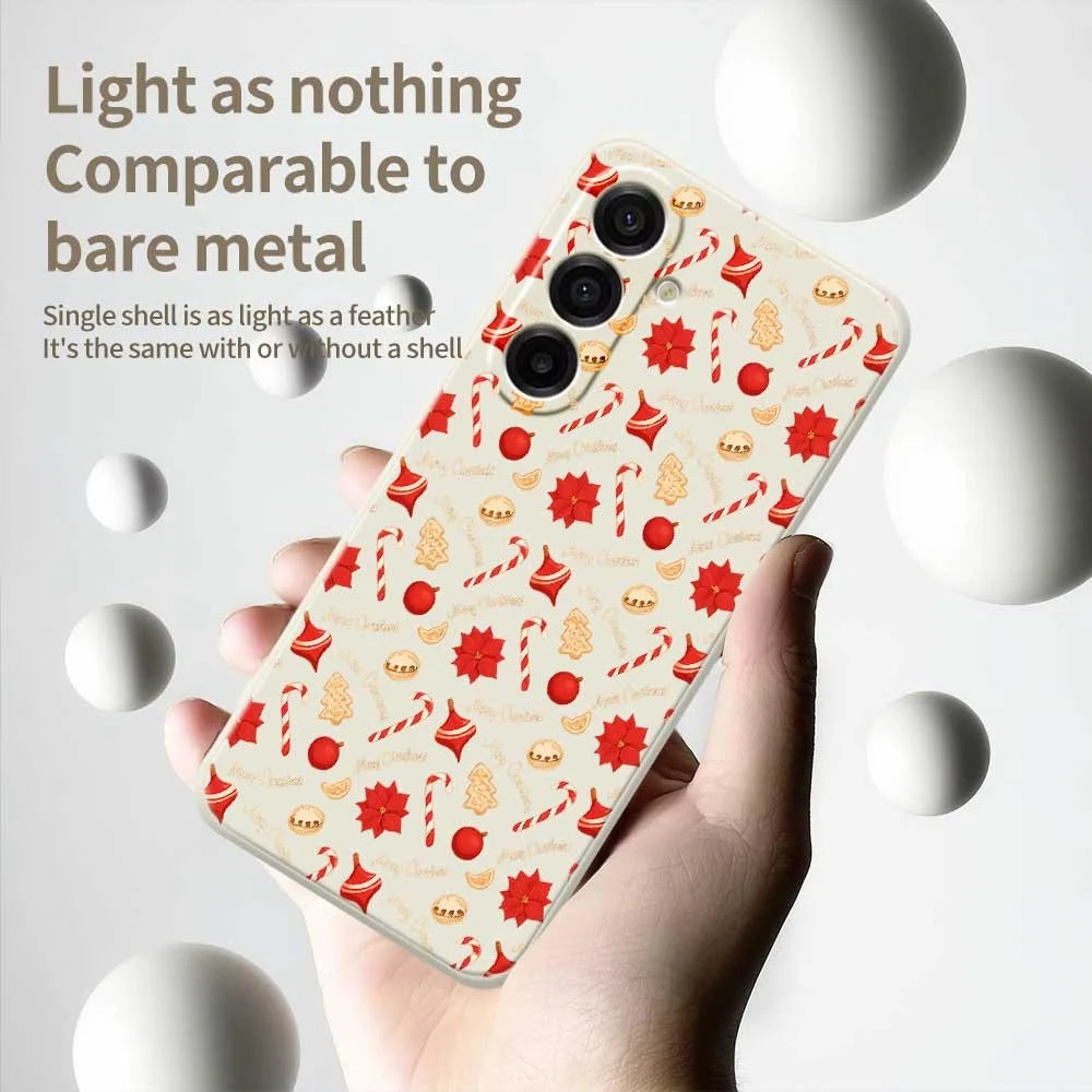 For Samsung Galaxy A18 5G / A18 4G / A17 5G / A17 4G Case Christmas Candy Pattern Printing Straight Edge TPU Phone Back Cover - Beige - 4
