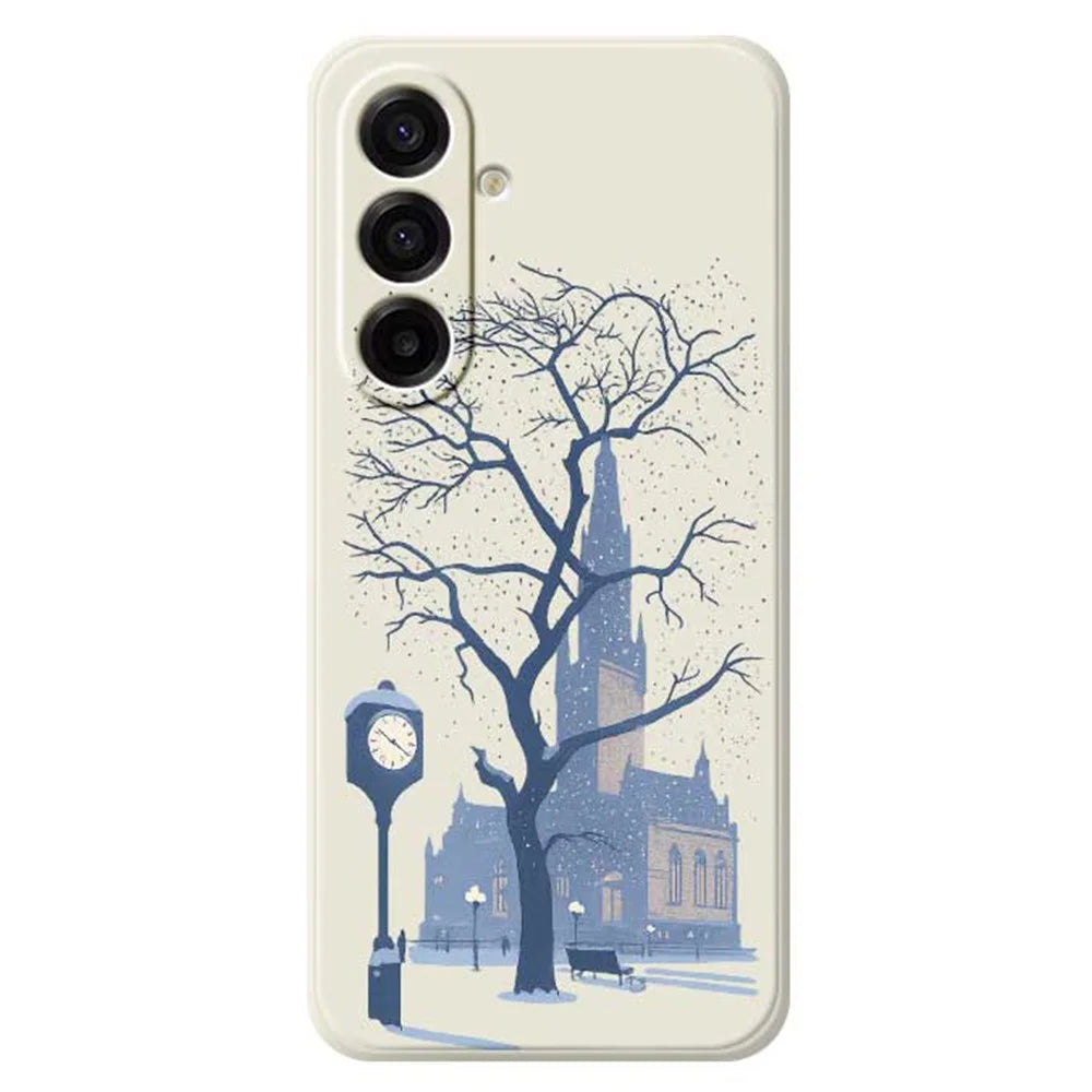 For Samsung Galaxy A18 5G / A18 4G / A17 5G / A17 4G Case Street Outside The Castle Pattern Printing Straight Edge TPU Phone Back Cover - Beige - 1