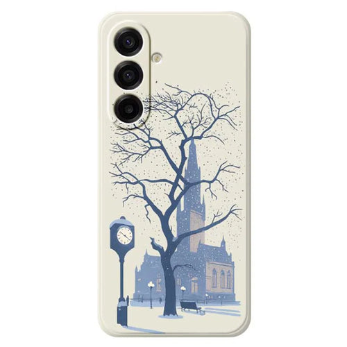 For Samsung Galaxy A18 5G / A18 4G / A17 5G / A17 4G Case Street Outside The Castle Pattern Printing Straight Edge TPU Phone Back Cover - Beige - 1