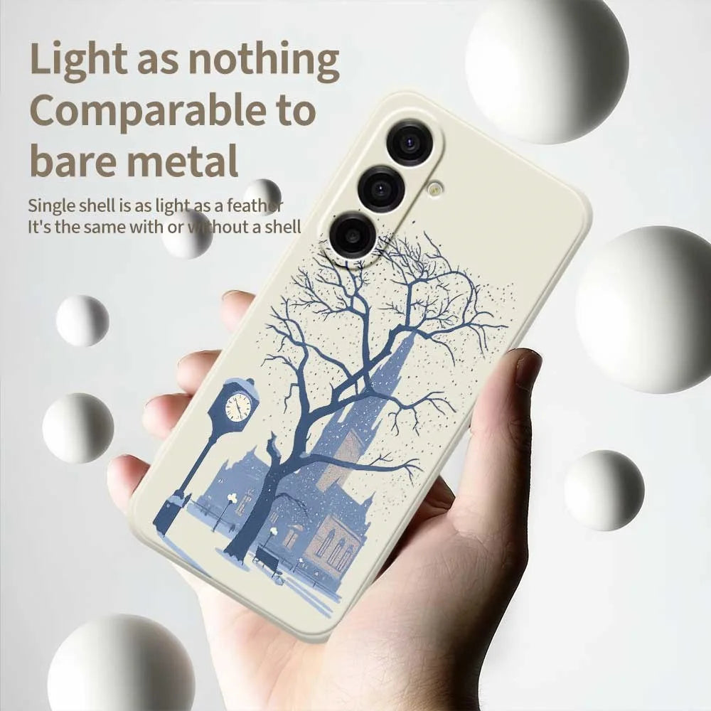 For Samsung Galaxy A18 5G / A18 4G / A17 5G / A17 4G Case Street Outside The Castle Pattern Printing Straight Edge TPU Phone Back Cover - Beige - 4