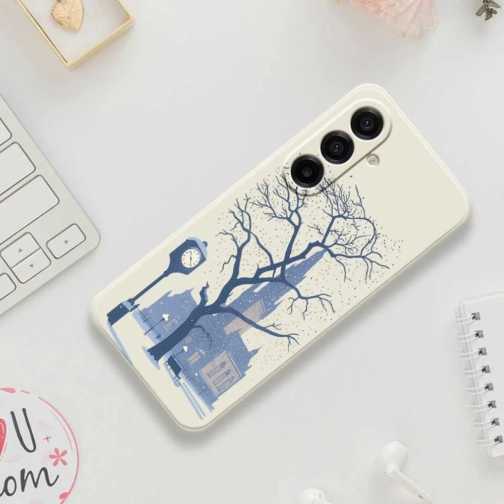 For Samsung Galaxy A18 5G / A18 4G / A17 5G / A17 4G Case Street Outside The Castle Pattern Printing Straight Edge TPU Phone Back Cover - Beige - 7