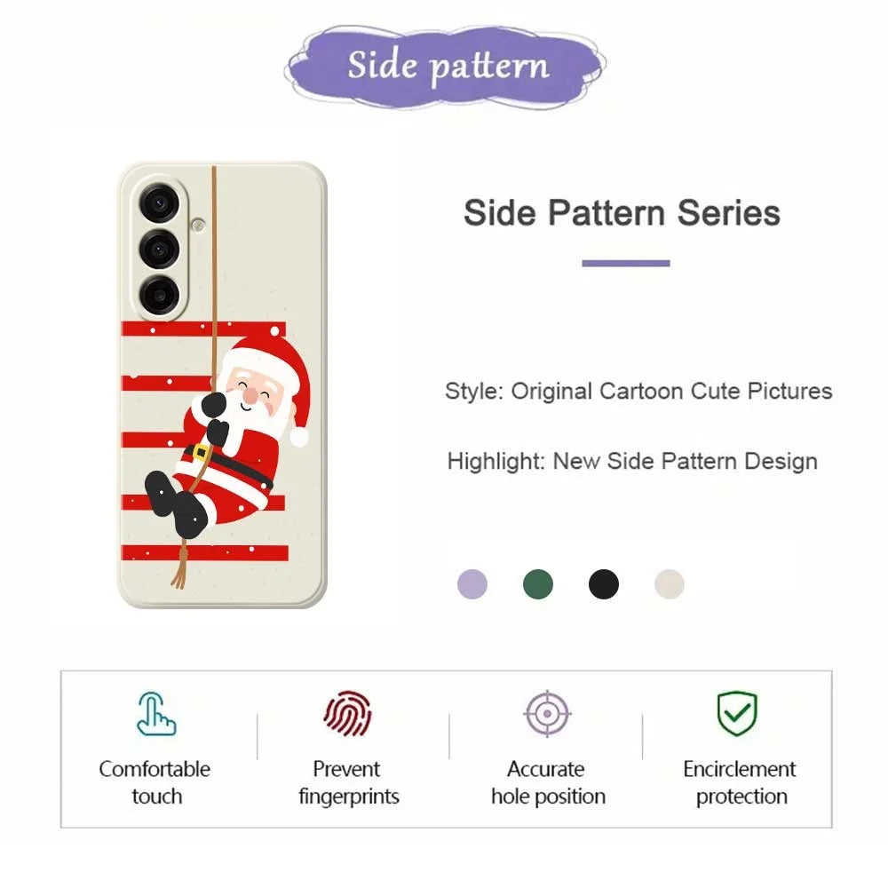 For Samsung Galaxy A18 5G / A18 4G / A17 5G / A17 4G Case Santa Claus Pattern Printing Straight Edge TPU Phone Back Cover - Beige - 2