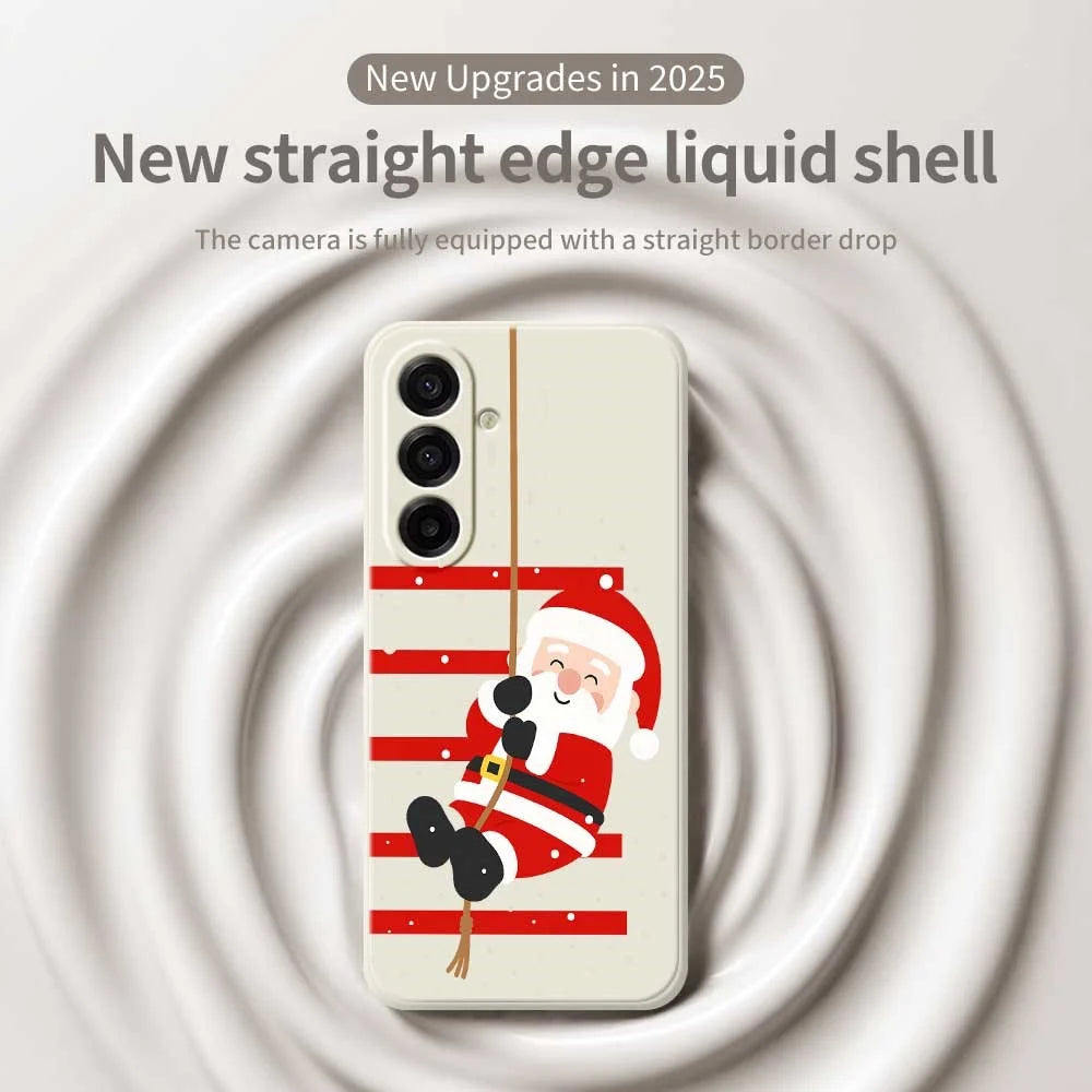 For Samsung Galaxy A18 5G / A18 4G / A17 5G / A17 4G Case Santa Claus Pattern Printing Straight Edge TPU Phone Back Cover - Beige - 3