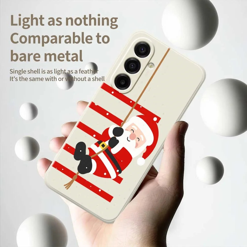 For Samsung Galaxy A18 5G / A18 4G / A17 5G / A17 4G Case Santa Claus Pattern Printing Straight Edge TPU Phone Back Cover - Beige - 4