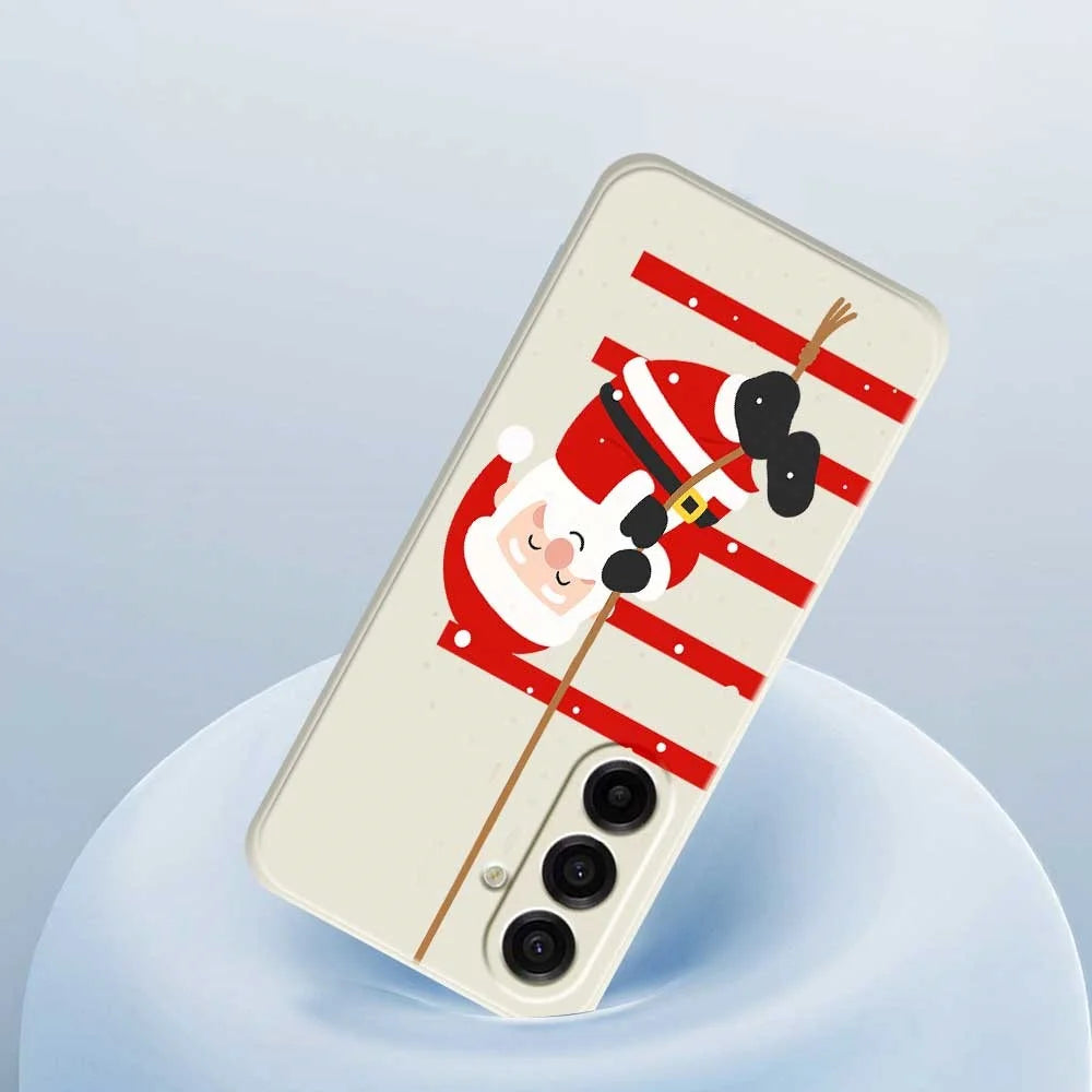 For Samsung Galaxy A18 5G / A18 4G / A17 5G / A17 4G Case Santa Claus Pattern Printing Straight Edge TPU Phone Back Cover - Beige - 5