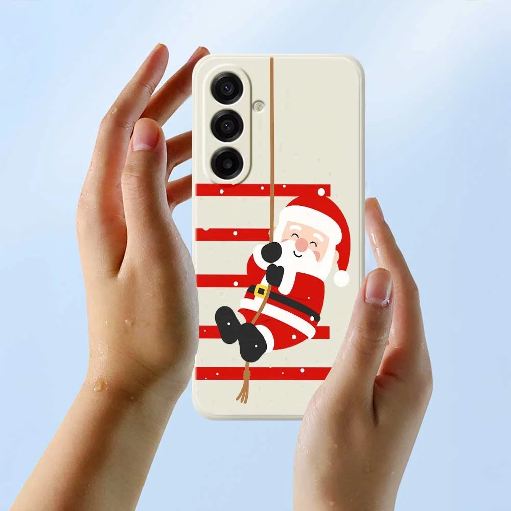 For Samsung Galaxy A18 5G / A18 4G / A17 5G / A17 4G Case Santa Claus Pattern Printing Straight Edge TPU Phone Back Cover - Beige - 6
