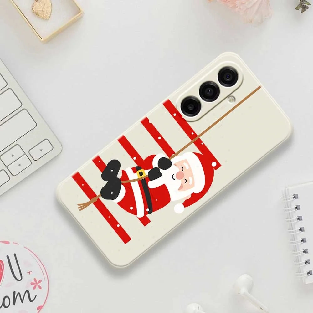 For Samsung Galaxy A18 5G / A18 4G / A17 5G / A17 4G Case Santa Claus Pattern Printing Straight Edge TPU Phone Back Cover - Beige - 7