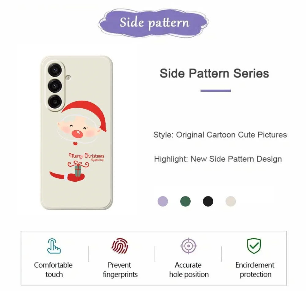For Samsung Galaxy A18 5G / A18 4G / A17 5G / A17 4G Case Santa Claus Gift Pattern Printing Straight Edge TPU Phone Back Cover - Beige - 2
