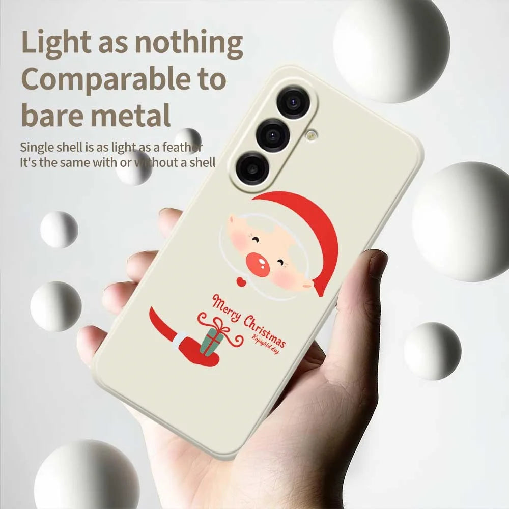 For Samsung Galaxy A18 5G / A18 4G / A17 5G / A17 4G Case Santa Claus Gift Pattern Printing Straight Edge TPU Phone Back Cover - Beige - 4