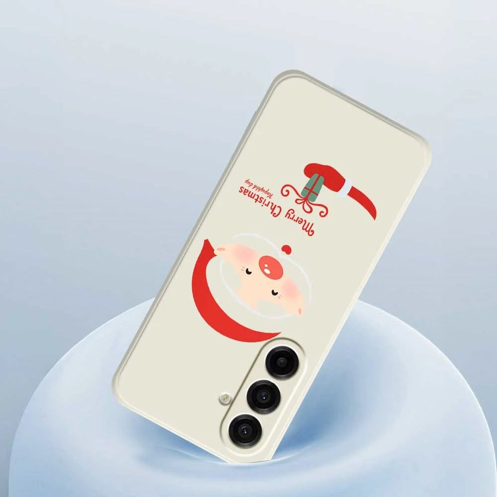 For Samsung Galaxy A18 5G / A18 4G / A17 5G / A17 4G Case Santa Claus Gift Pattern Printing Straight Edge TPU Phone Back Cover - Beige - 5