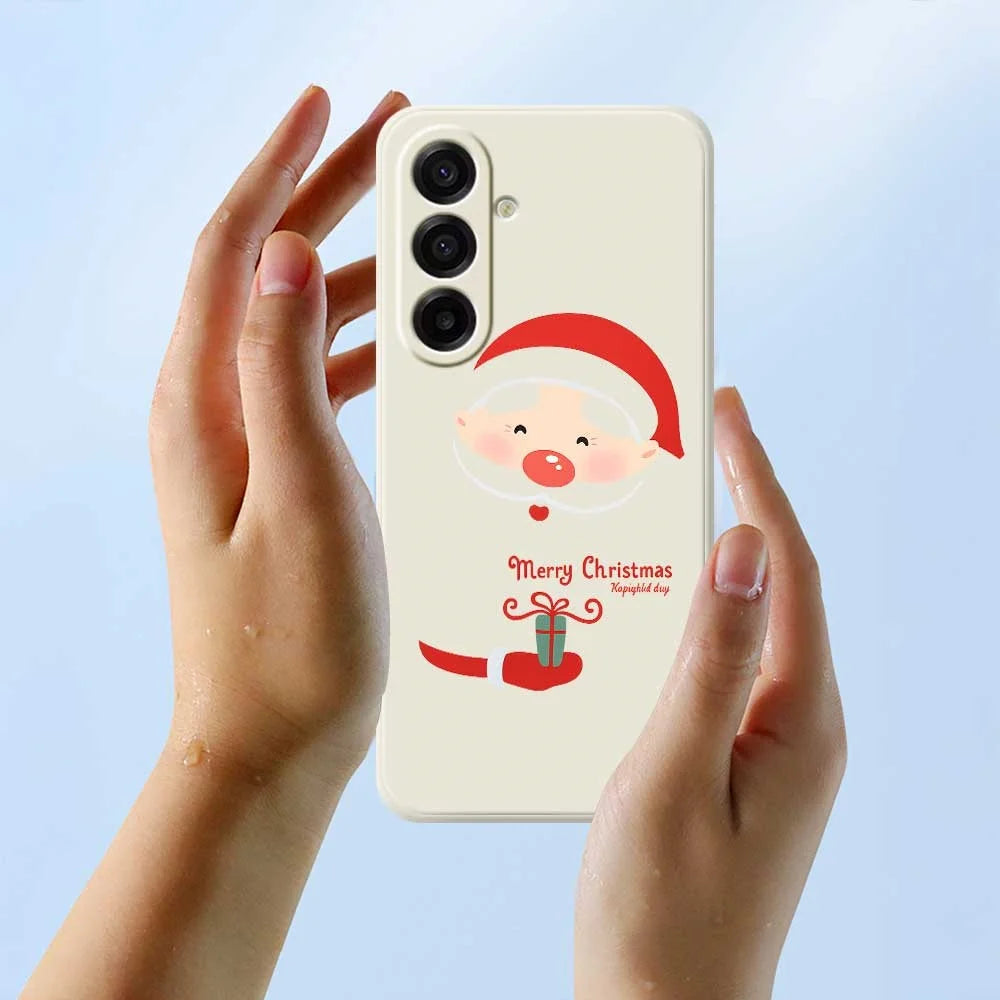 For Samsung Galaxy A18 5G / A18 4G / A17 5G / A17 4G Case Santa Claus Gift Pattern Printing Straight Edge TPU Phone Back Cover - Beige - 6