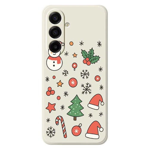 For Samsung Galaxy A18 5G / A18 4G / A17 5G / A17 4G Case Snowman and Santa Hat Pattern Printing Straight Edge TPU Phone Back Cover - Beige - 1