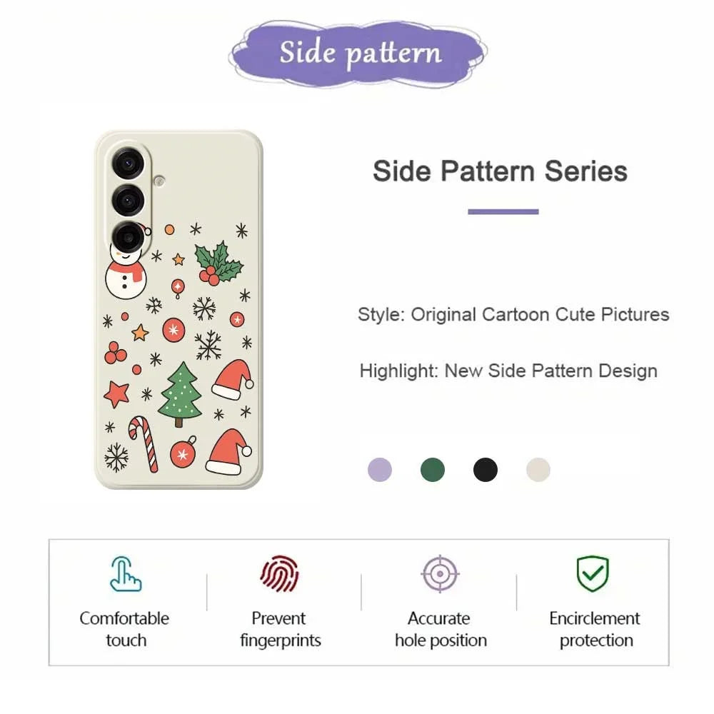 For Samsung Galaxy A18 5G / A18 4G / A17 5G / A17 4G Case Snowman and Santa Hat Pattern Printing Straight Edge TPU Phone Back Cover - Beige - 2