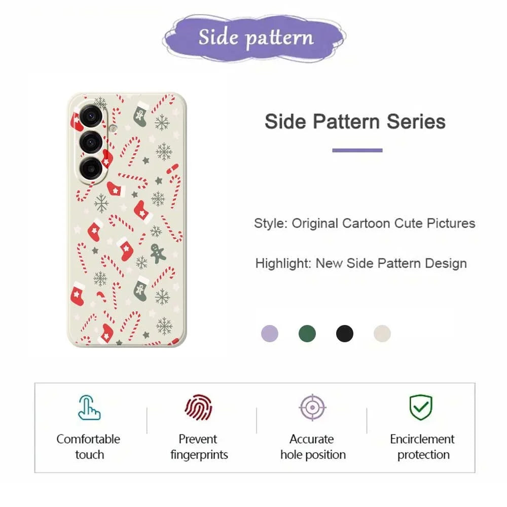 For Samsung Galaxy A18 5G / A18 4G / A17 5G / A17 4G Case Red Grey Socks and Canes Pattern Printing Straight Edge TPU Phone Back Cover - Beige - 2