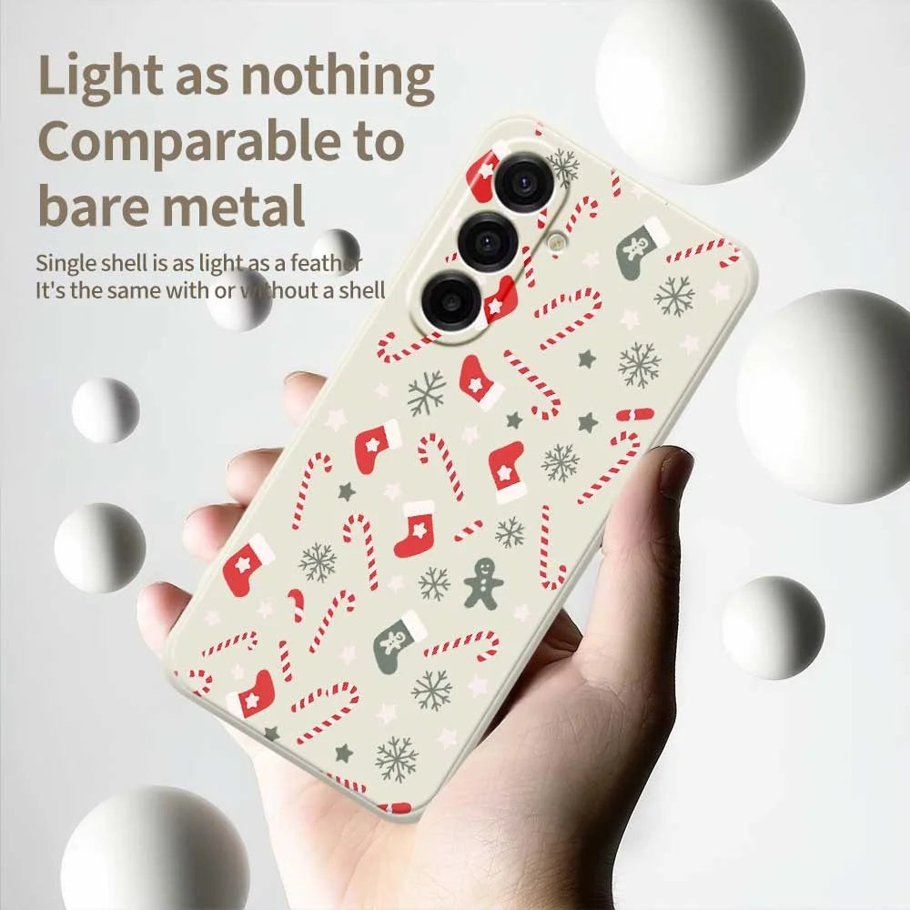 For Samsung Galaxy A18 5G / A18 4G / A17 5G / A17 4G Case Red Grey Socks and Canes Pattern Printing Straight Edge TPU Phone Back Cover - Beige - 4