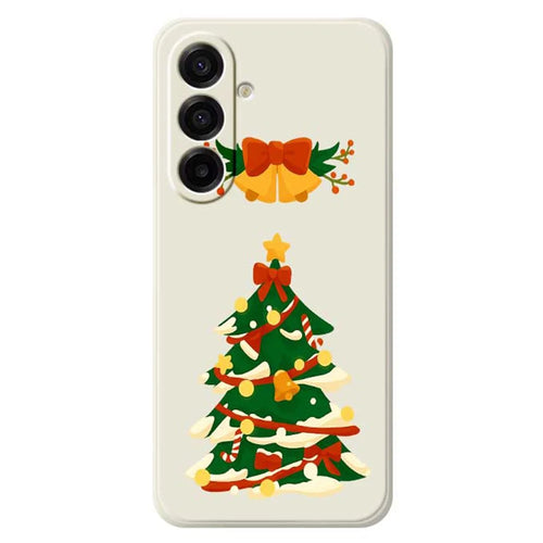 For Samsung Galaxy A18 5G / A18 4G / A17 5G / A17 4G Case Christmas Tree Bow Pattern Printing Straight Edge TPU Phone Back Cover - Beige - 1