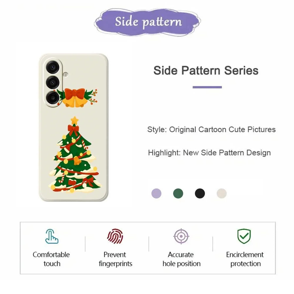 For Samsung Galaxy A18 5G / A18 4G / A17 5G / A17 4G Case Christmas Tree Bow Pattern Printing Straight Edge TPU Phone Back Cover - Beige - 2