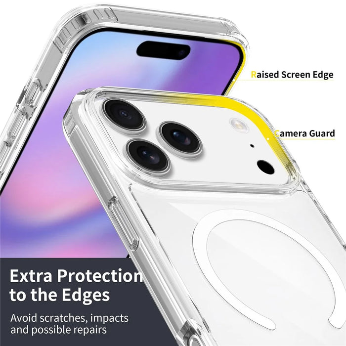 For iPhone 17 Pro Max Case Compatible with MagSafe PC + TPU Clear Phone Cover with Tempered Glass Screen Protector - Pink - 6